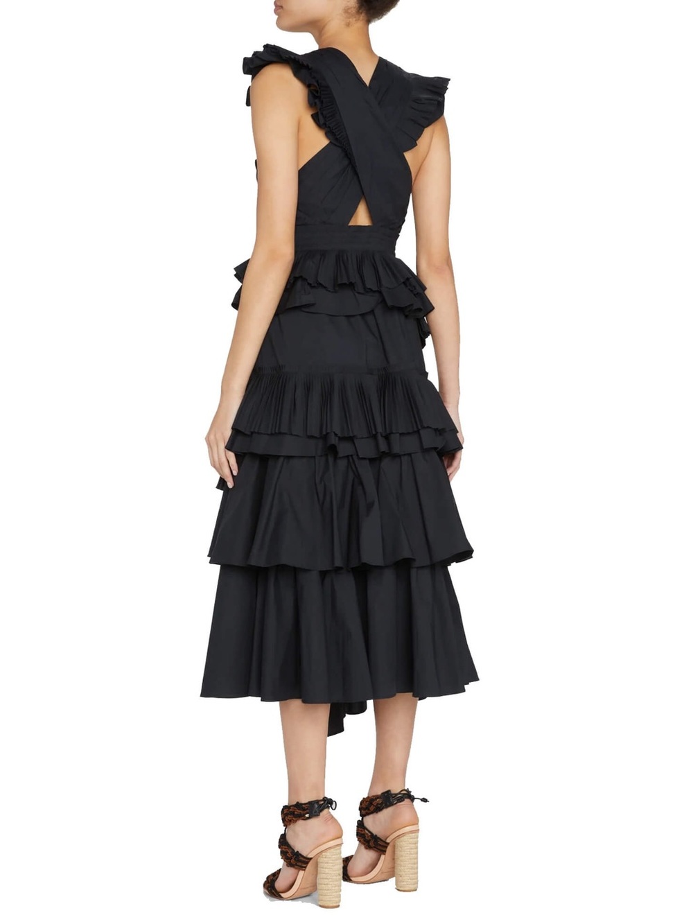 Ulla Johnson Black Layered Ruffle High-Low Dress - Picture 3 of 12